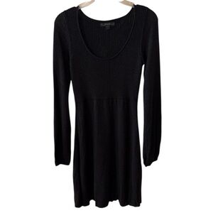 express black sweater dress Mesh Panel Long Sleeve Mini Dress Black